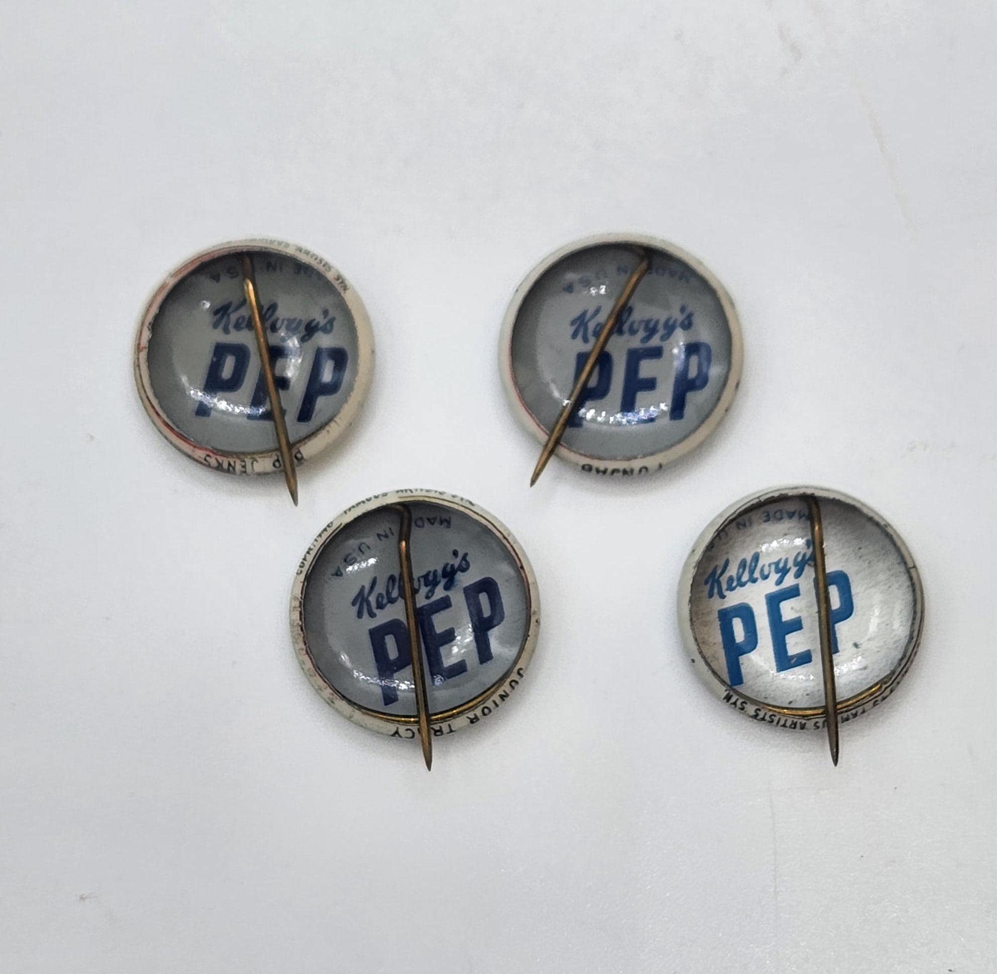 Vintage 1940s Kellogg's Pep! Pins / Buttons, Choice of Four