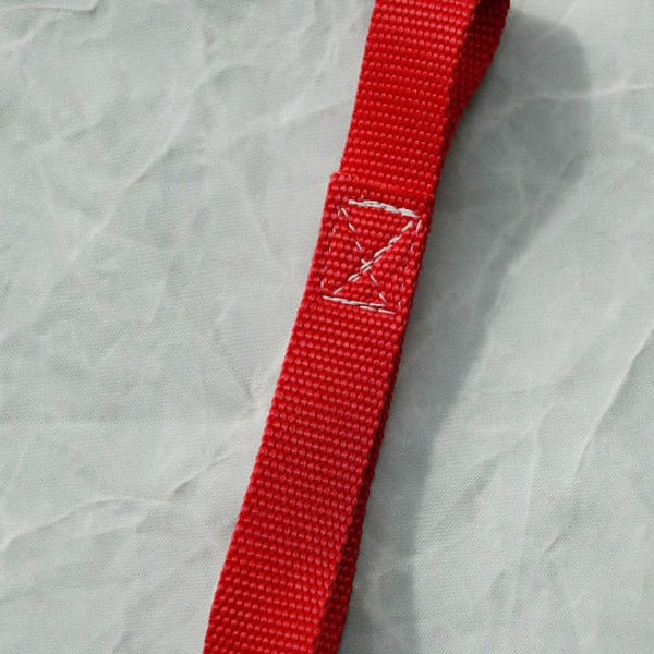 Red Winch Hook Pull Strap, Two Loop, 8" x 1"