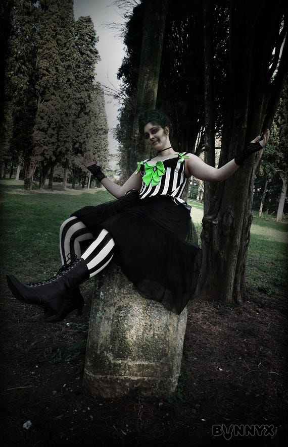 Black and White striped corset