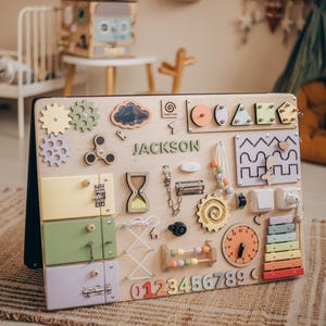 Tableaux d'activités sensorielles 1er anniversaire, tableau occupé bébé, jouets Montessori 1 an, jouets pour tout-petits, cadeau d'anniversaire de bébé, décoration de chambre d'enfant