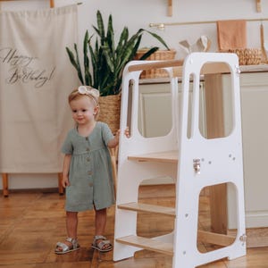 Toddler cooking tower Toddler step stool, Montessori tower, Kitchen tower Montessori step stool for Kids step stool Adjustable tower