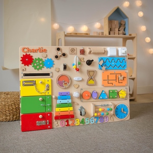 Sensory Activity Panel, Wooden Latch Board, Busy Boards, Montessori Baby Board, Activity Busy Board, Gift for Toddler, First Birthday Gift