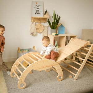 Toddler gym, Toddler playground, Montessori climber, Montessori furniture, Kids furniture Toddler climbing triangle set, Triangle climber