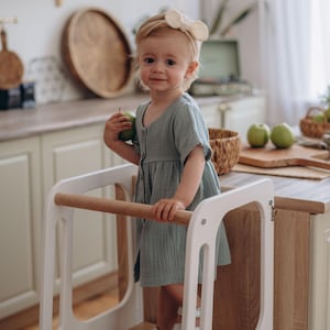 Montessori Learning Assistant, Wooden Toddler Step Stool, Adjustable Height Kitchen Stool for Kids, First birthday gift, Learning platform