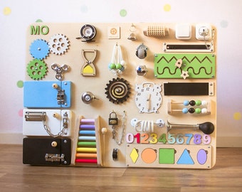 Montessori Busy Board, Sensory Activity Toddler Toy, Latch Board