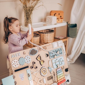 Busy board for baby with Montessori Sensory activity parts, Montessori Busy Board, Activity Board, Busy board Developing Board