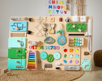 VERKAUF!!! Montessori Aktivitätsbrett, bestes Geschenk für Kleinkinder, personalisiertes Kleinkindgeschenk, Baby Busy Board, Sensorisches Panel für Kleinkinder, Busy Boards