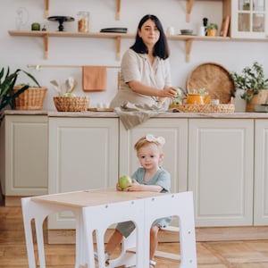 Learning stool and high chair combination, Montessori furniture, High chair, step stool, kids table, Montessori cooking  tower, Step Stool