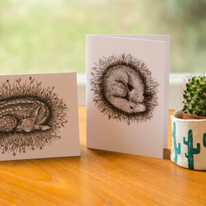 Cartes de salutations de renard et de cerf de sommeil
