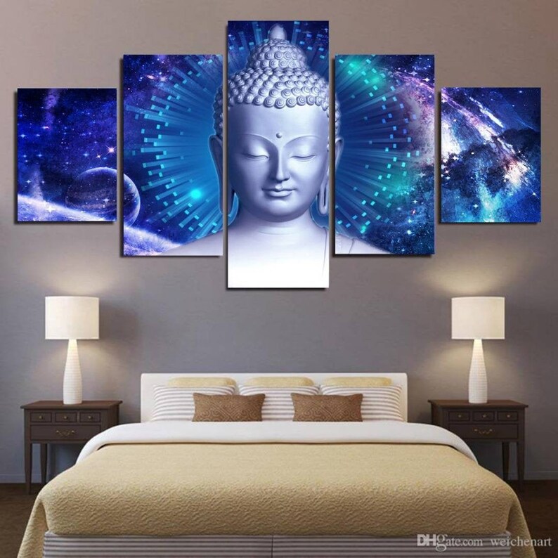 Buddha Wall Art Buddha Canvas Art Blue Aura Buddha Wall Etsy