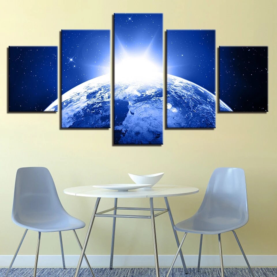 Earth Wall Art Universe Canvas Art Solar System Wall Etsy