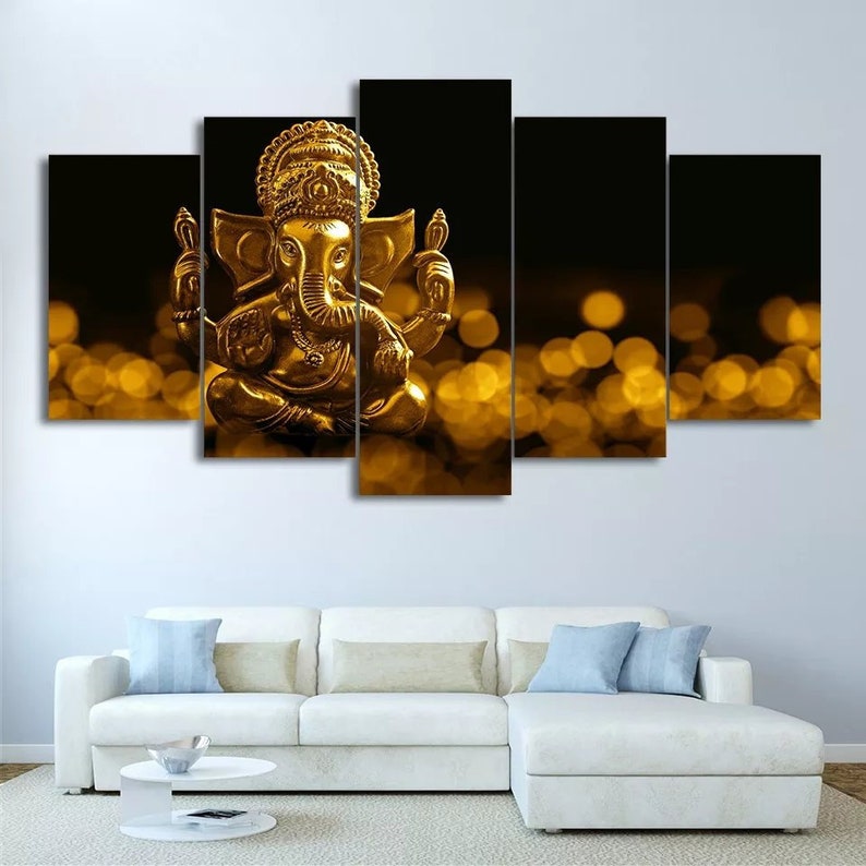 Ganesha Wall Art Ganesha Canvas Art Large Canvas Set Split Etsy