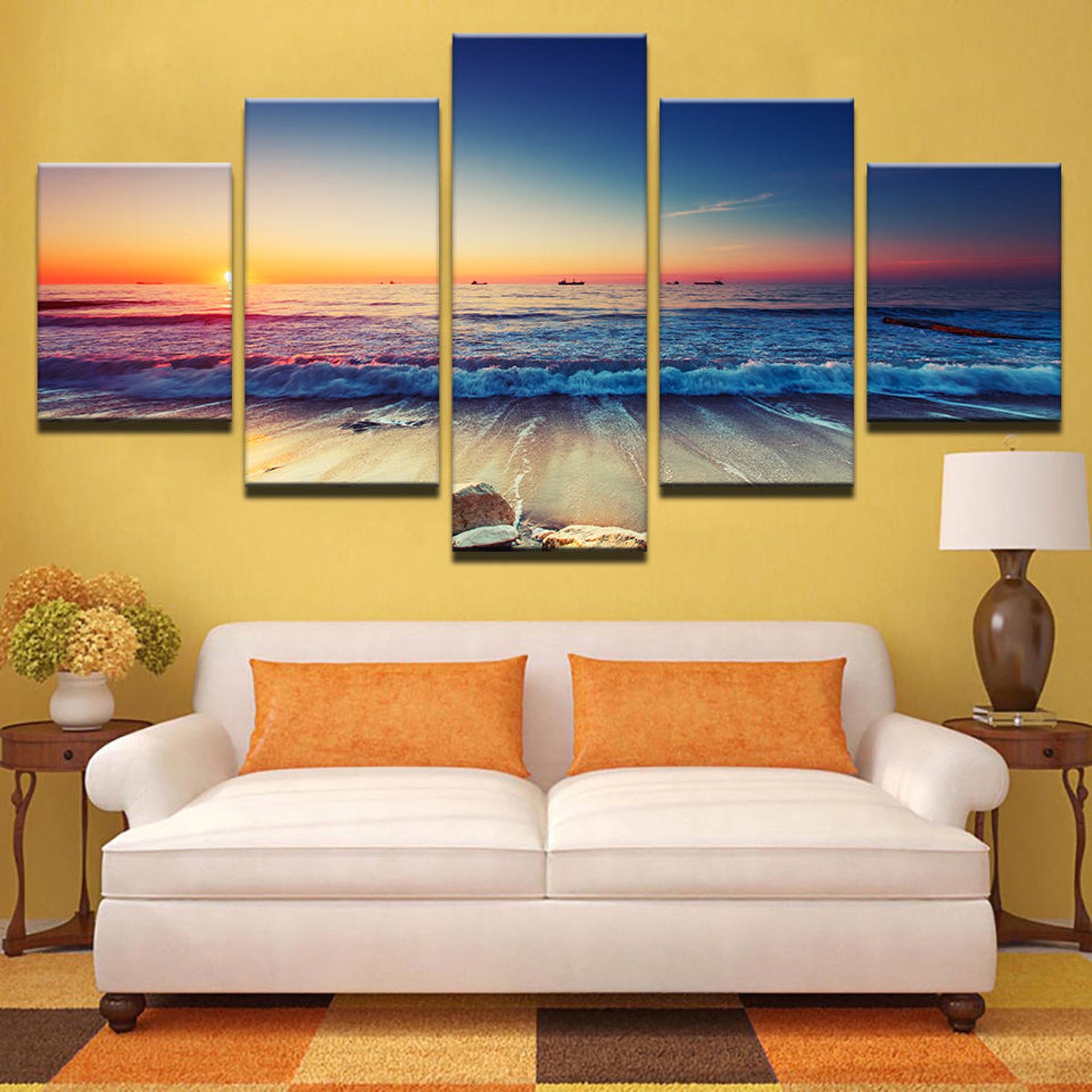 Beach Wall Art Beach Canvas Art Sea and Sand 5 Piece Canvas Etsy