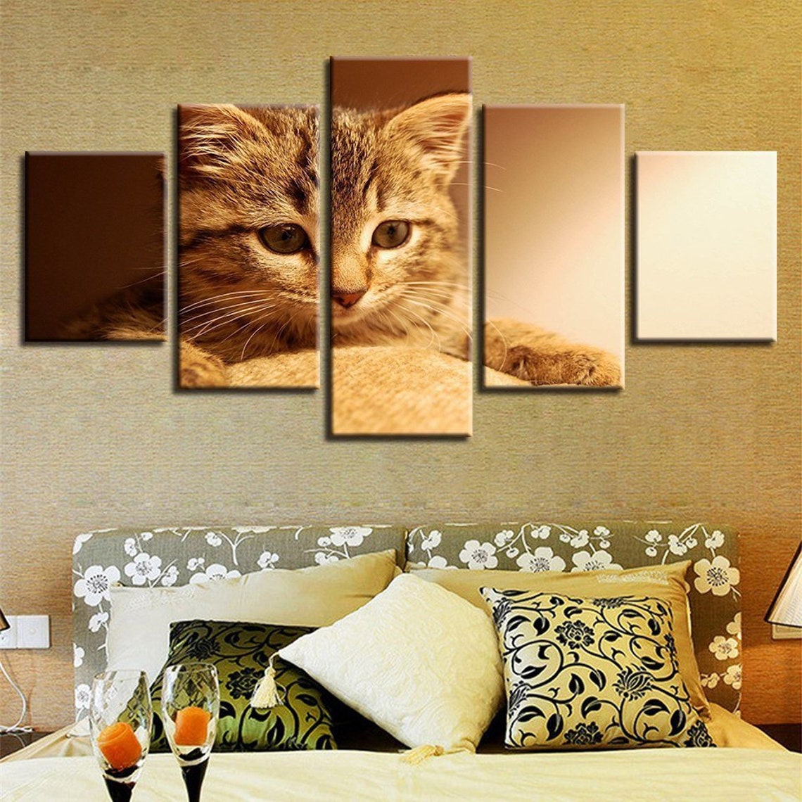 Kitten Wall Art Kitty Cat Canvas Art Cat Wall Decor Cat Etsy