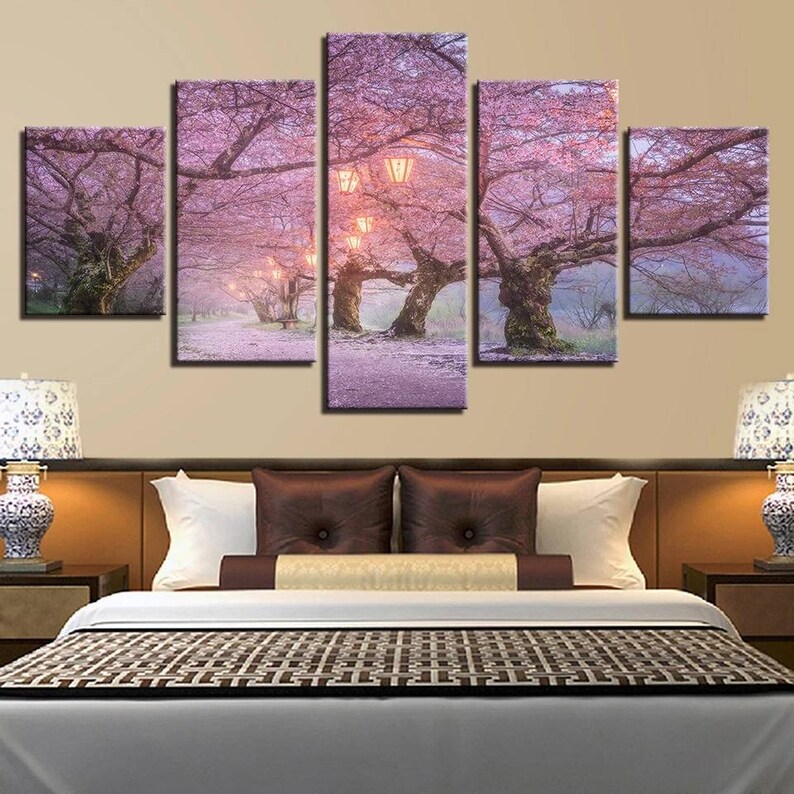 Cherry Blossoms Wall Art Cherry Blossoms Canvas Art Floral Etsy