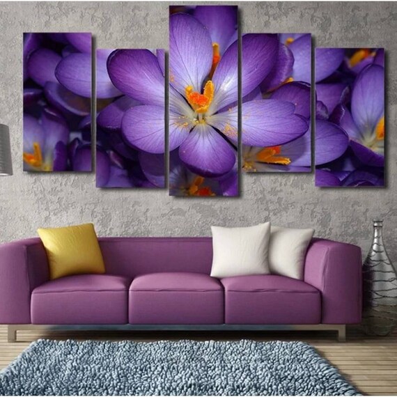 Flower Wall Art Flower Canvas ArtFlower Painting Purple | Etsy