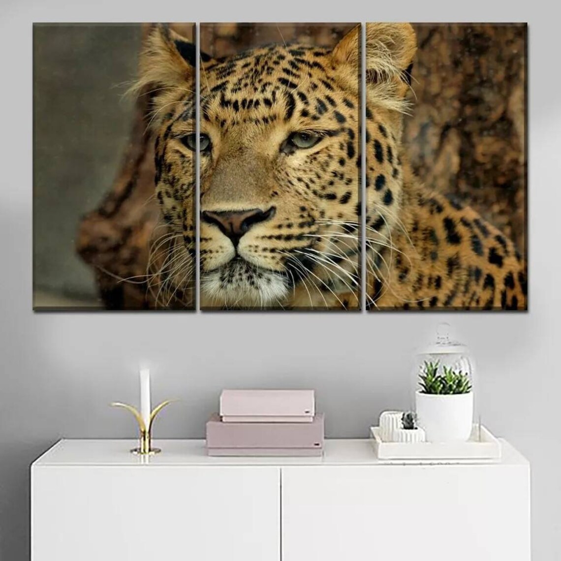 Leopard Wall Art Leopard Canvas Art Animal Wall Decor Wild Etsy
