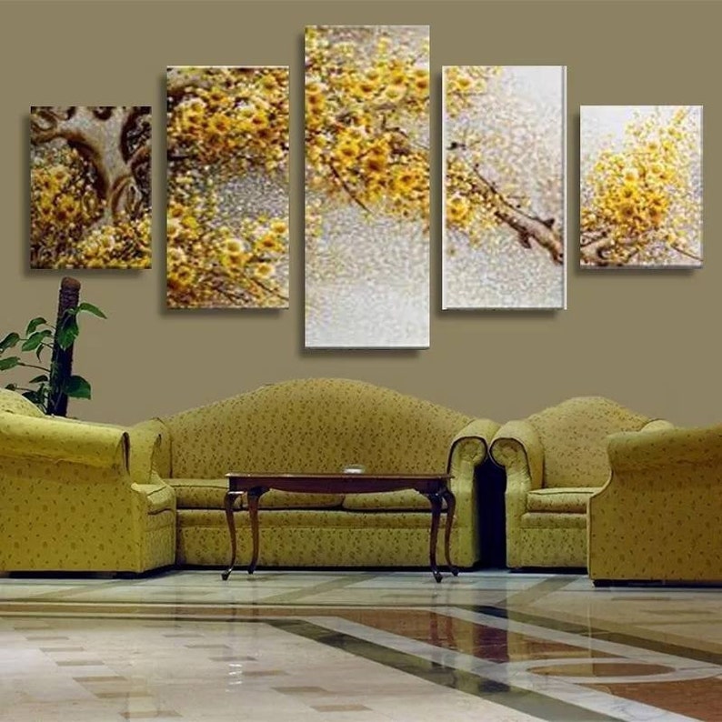 Yellow Flower Wall Art Canvas Fl Painting Decor Large Framed Mural