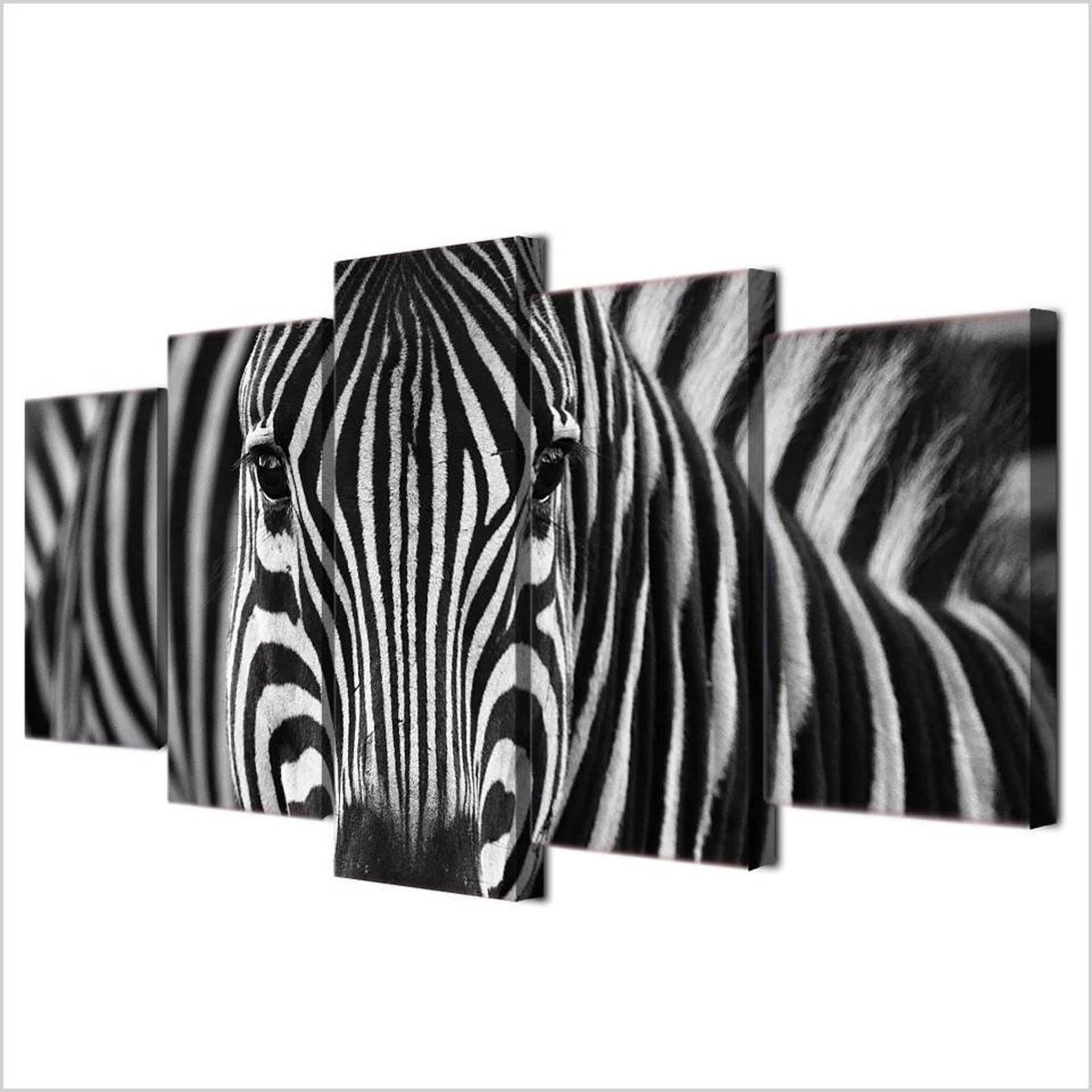 Zebra Wall Art Zebra Canvas Art Zebra Wall Decor 5 Piece Etsy
