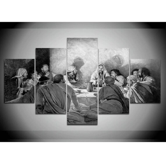 Dinning Room Wall Decor Last supper Wall Decor Last Supper Canvas Print Bla...