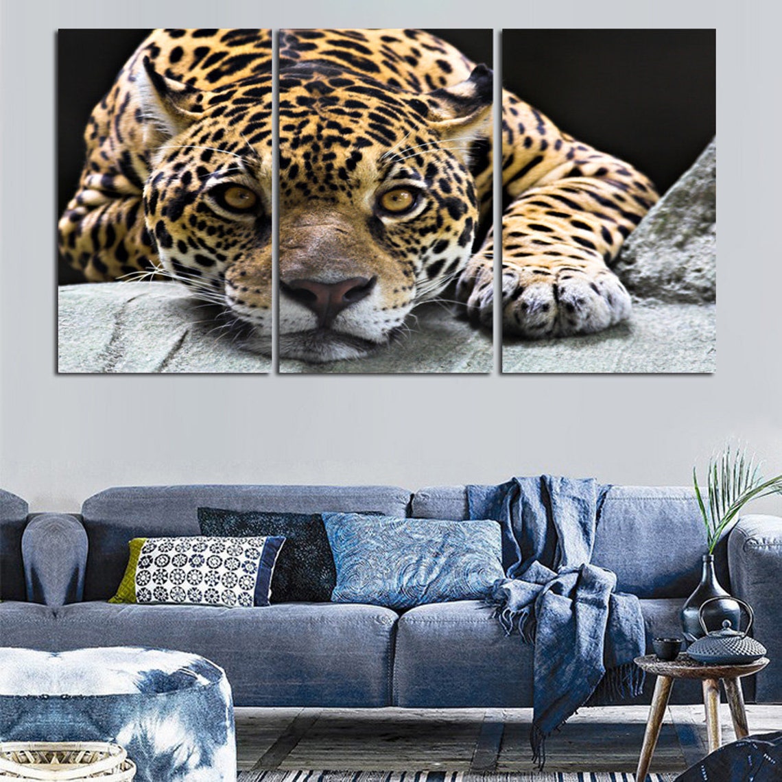 Leopard Wall Art Leopard Canvas Art Animal Wall Decor Wild Etsy