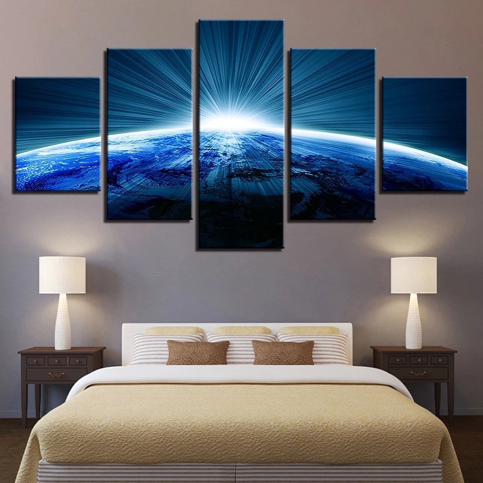 Earth Wall Art Universe Canvas Art Solar System Wall Etsy