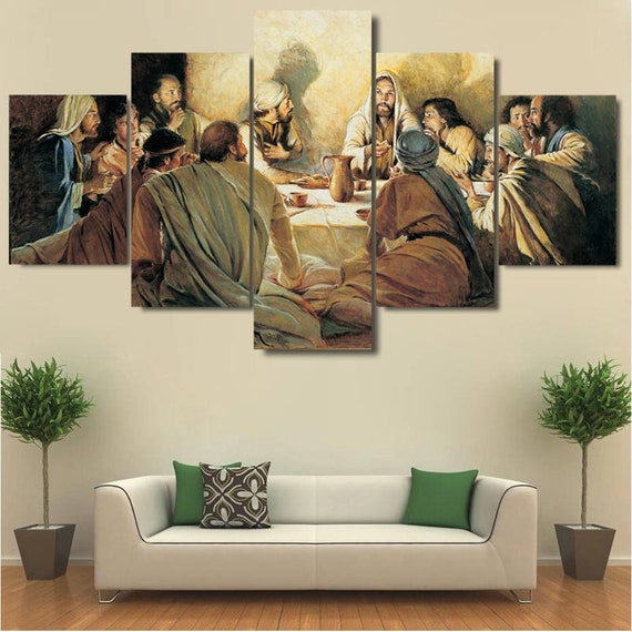 Last Supper Wall Art Jesus And Disciples Christian Canvas Etsy