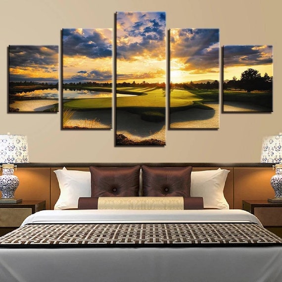 Golf Course Wall Art Golf Course Wall Decor Sunset Golf Etsy