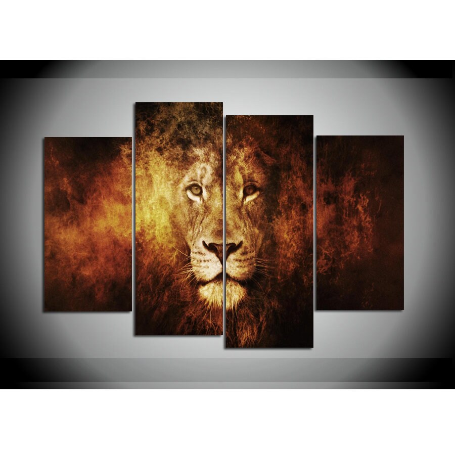 Lion Wall Decor Lion Wall Art Lion Canvas Art Lion Canvas Etsy