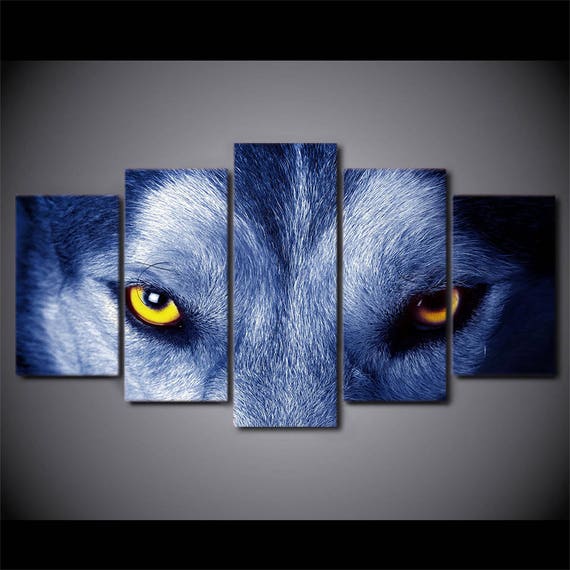 Wolf Wall Art Wolf Canvas Art Wolf Eyes 5 Piece Canvas | Etsy