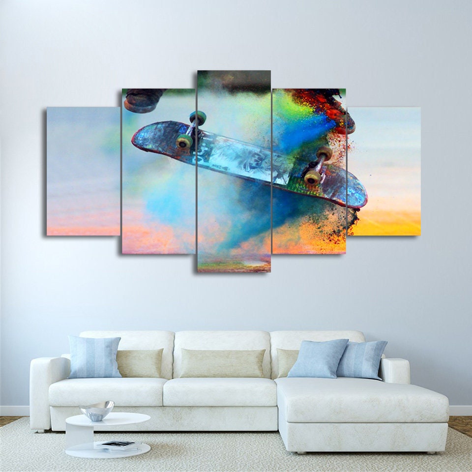 Skateboard Wall Art Skateboard Canvas Art Skateboard Etsy