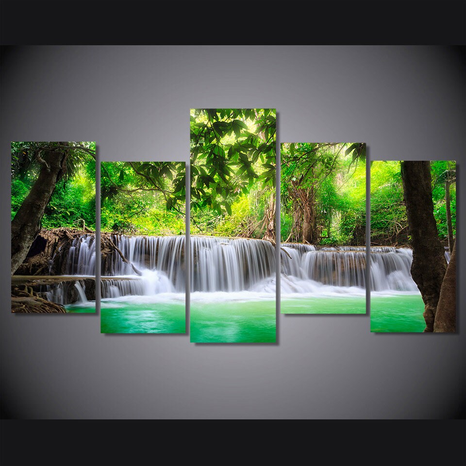 Waterfall Wall Art Waterfall Canvas Art Waterfall Large Etsy