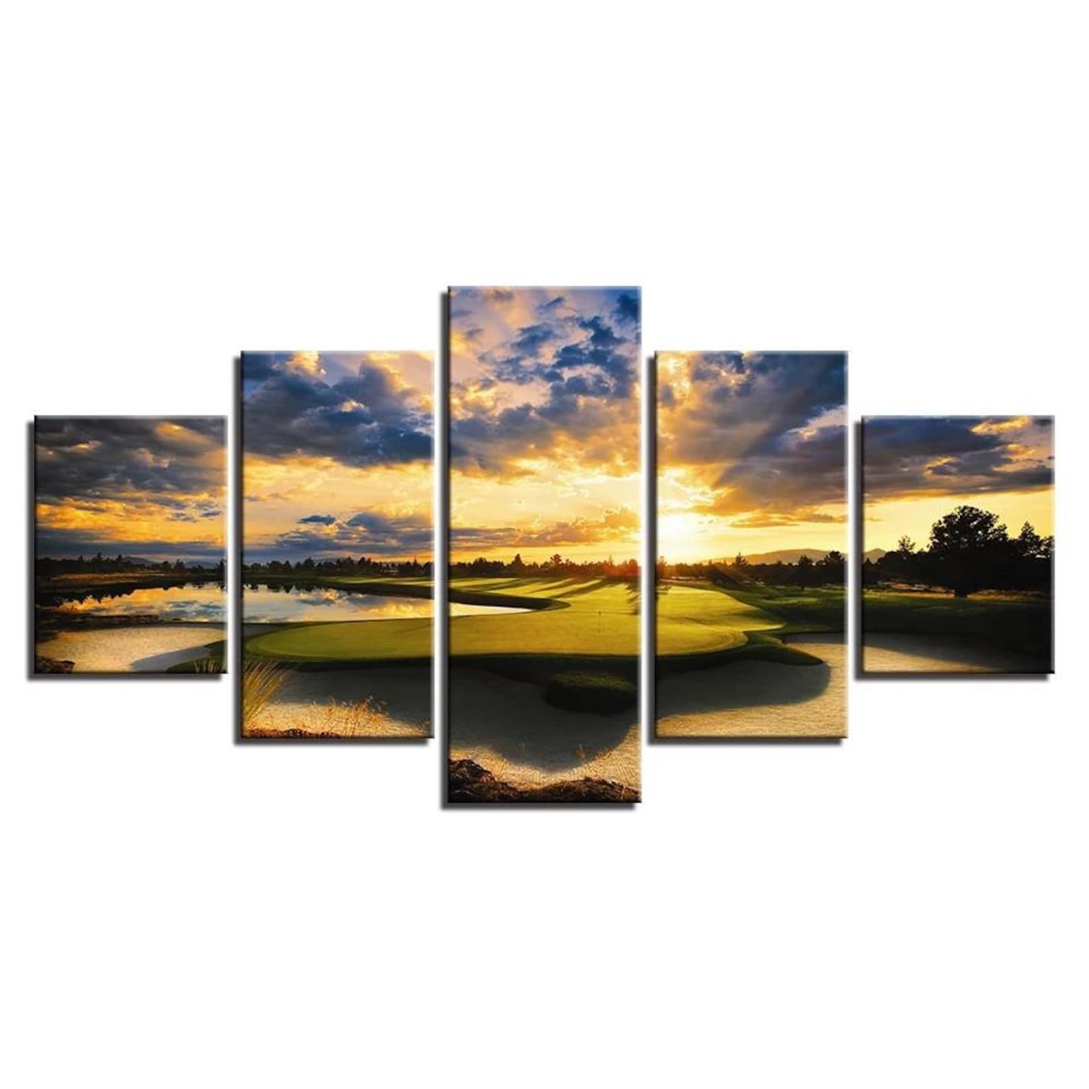 Golf Course Wall Art Golf Course Wall Decor Sunset Golf Etsy