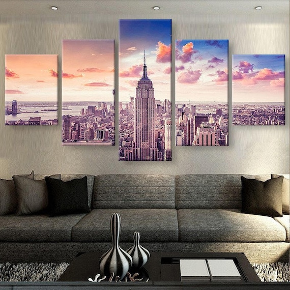 Unframe Canvas Prints Wall Art Pictures Manhattan Bedroom Home Decor City Sunset