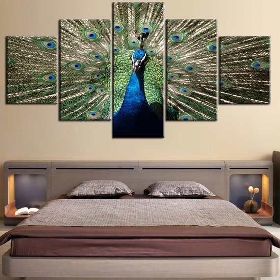 Peacock Wall Art Peacock Canvas Art Peacock Wall Decor Etsy