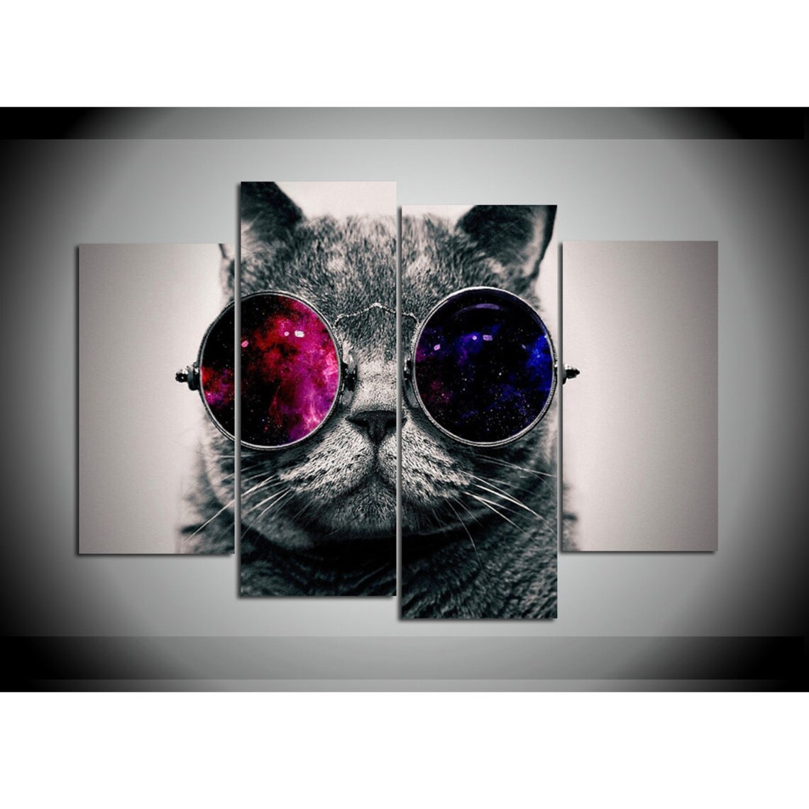 Funny Cat Wall Art Cool Cat Wall Decor Comic Painting Etsy