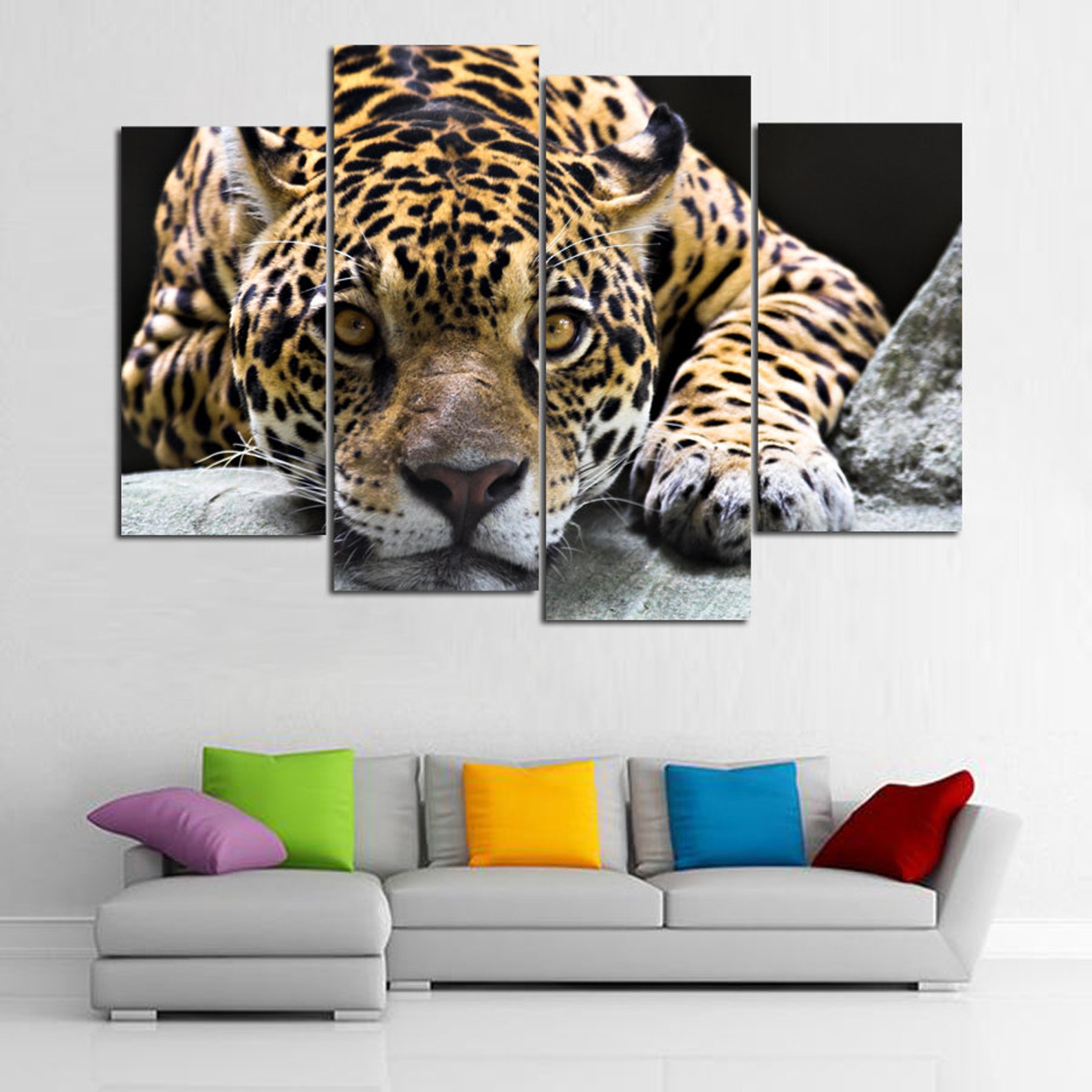Leopard Wall Art Leopard Canvas Art Animal Wall Decor Wild Etsy