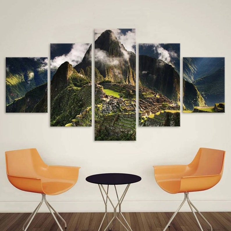 Machu Picchu Wall Art Peru Canvas Print Inca Civilization Etsy