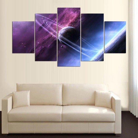 Galaxy Wall Art Space Canvas Art Planets Wall Decor Split Etsy