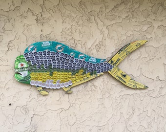 Mahi bottle cap & can art