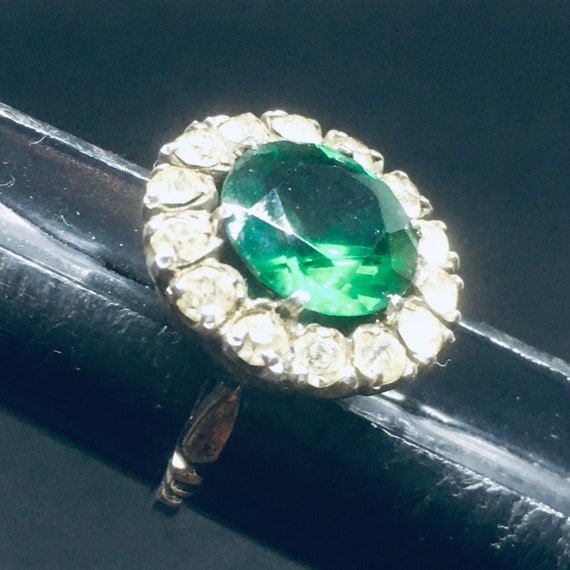 Emerald Green Statement Cocktail Ring signed SK -… - image 5