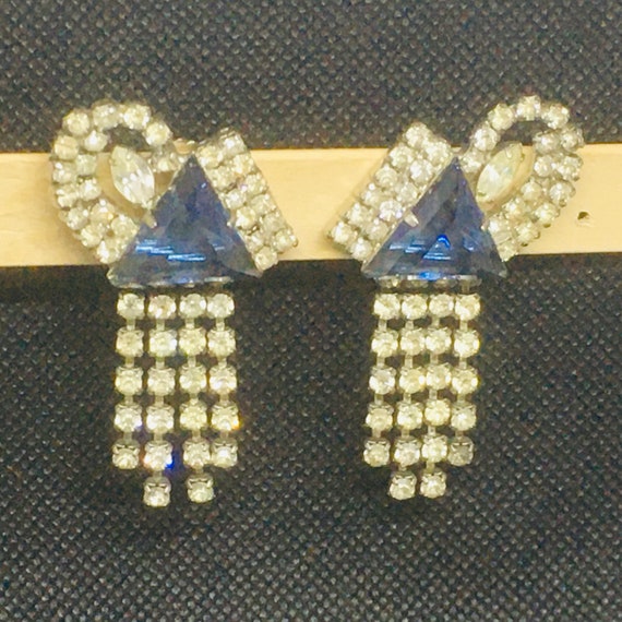 Vintage Statement Dangling Rhinestone Earrings wi… - image 3