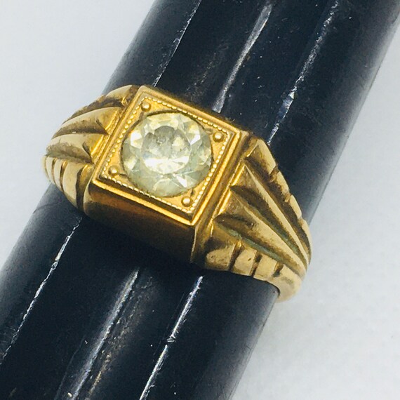 Solitaire Ring, Vintage, Art Deco, Gold Filled, b… - image 4