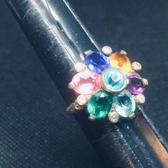 Statement Cocktail Ring signed Uncas - Czech glas… - image 3