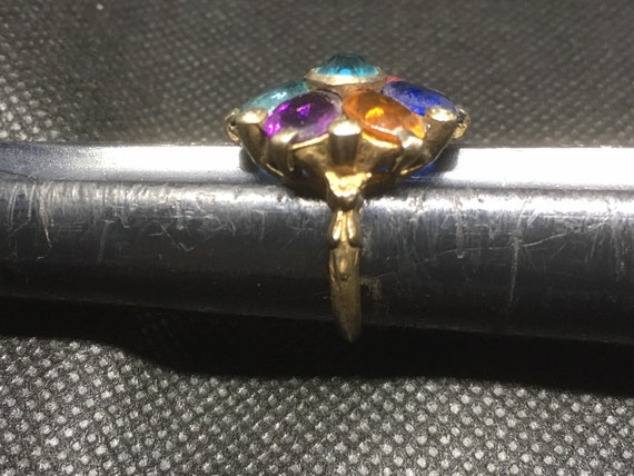 Statement Cocktail Ring signed Uncas - Czech glas… - image 6