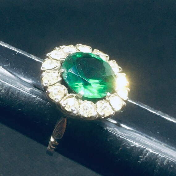 Emerald Green Statement Cocktail Ring signed SK -… - image 2