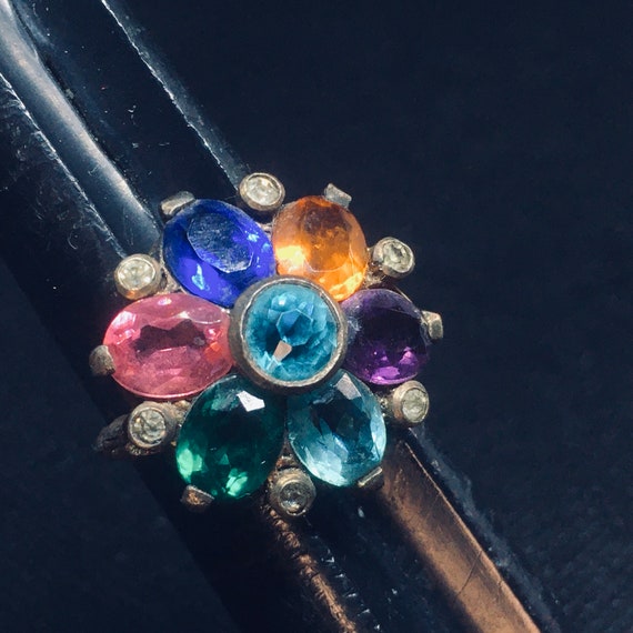 Statement Cocktail Ring signed Uncas - Czech glas… - image 1