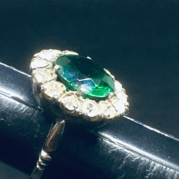Emerald Green Statement Cocktail Ring signed SK -… - image 4