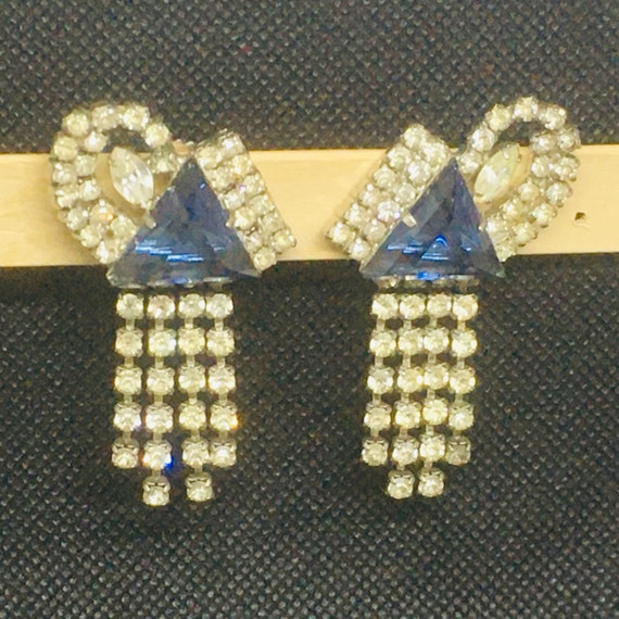 Vintage Statement Dangling Rhinestone Earrings wi… - image 2