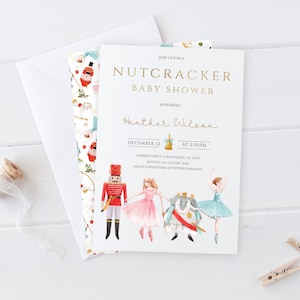 Nutcracker Baby Shower Invitation Printable Baby Shower Invite Nutcracker Editable Template Christmas baby Shower NC5
